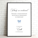 Tablice powitalne na przyjęcie urodzinowe z niebieską kokardą