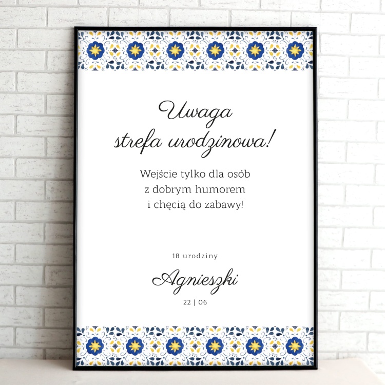 Tablice powitalne na przyjęcie urodzinowe ze wzorem