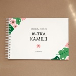 Księga gości na przyjęcie urodzinowe z różowymi kwiatkami