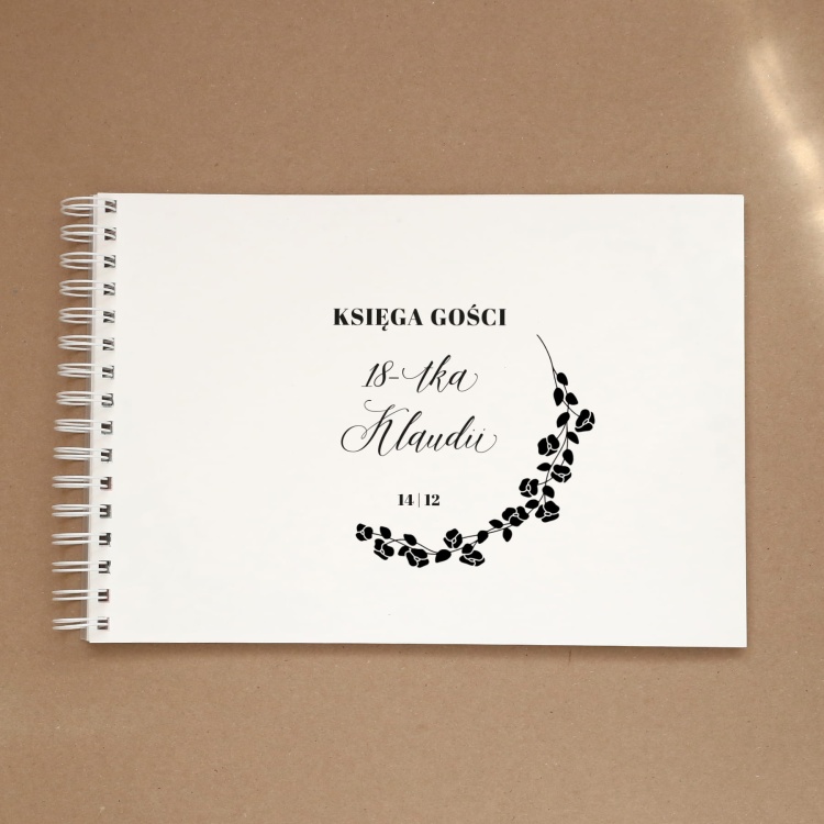 Księga gości na przyjęcie urodzinowe z delikatną gałązką