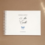 Księga gości na przyjęcie urodzinowe z niebieską kokardą