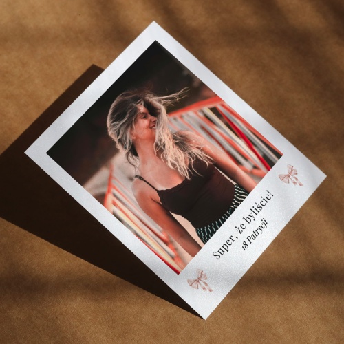Polaroid podziękowanie dla gości - delikatne kokardki