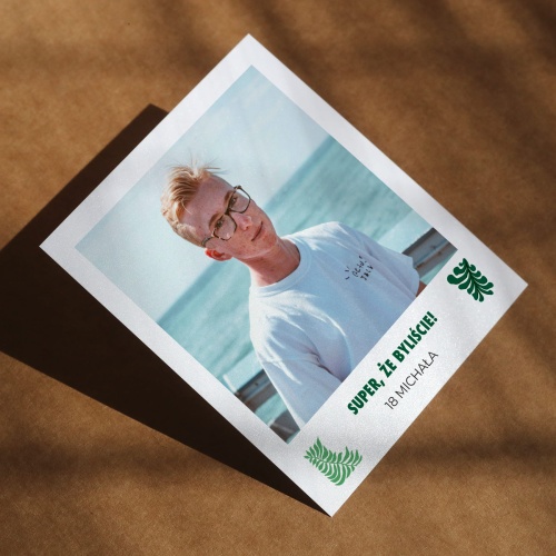 Polaroid podziękowanie dla gości - zielone liście