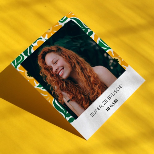 Polaroid podziękowanie dla gości - żółte kwiaty