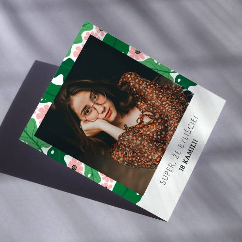 Polaroid podziękowanie dla gości - różowe kwiaty