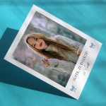 Polaroid podziękowanie dla gości - niebieskie kokardki