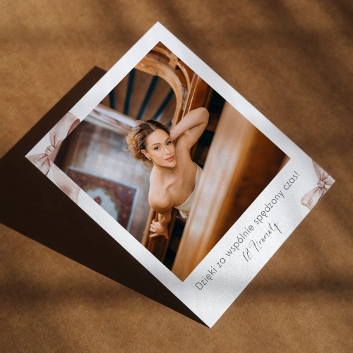 Polaroid podziękowanie dla gości - słodkie kokardki