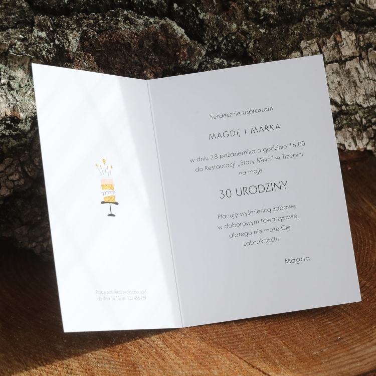 Zaproszenia na urodziny z tortem