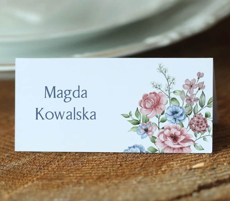 Winietki ślubne z bukietem kwiatów