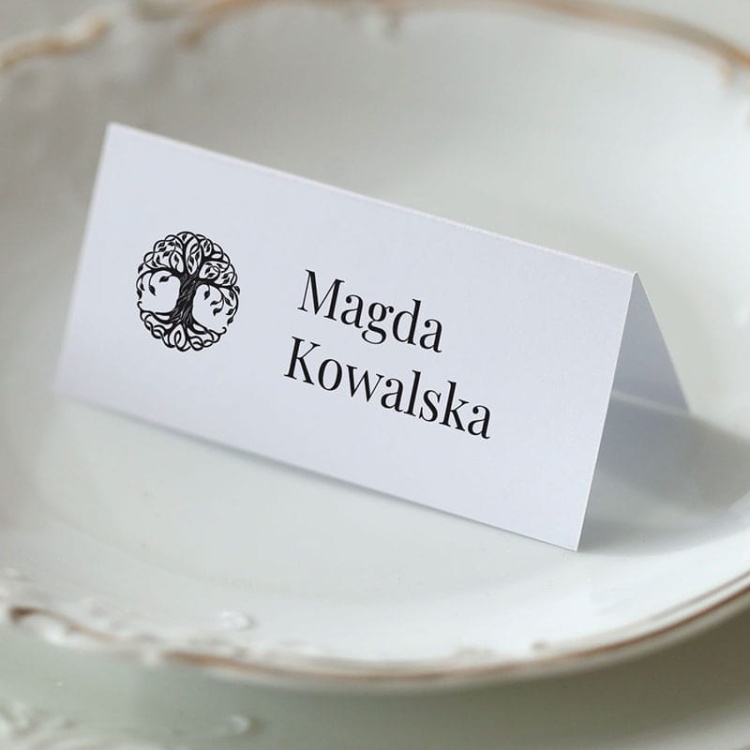 Winietki ślubne z symbolem drzewa