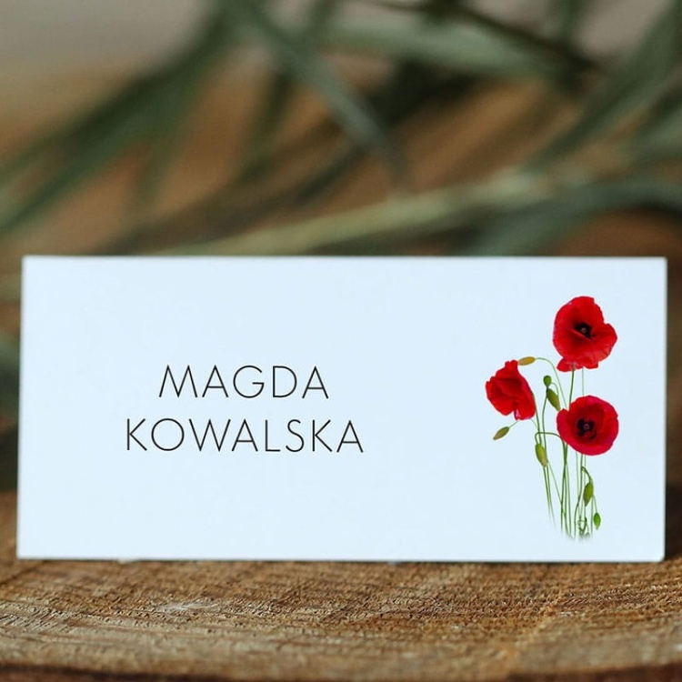 Winietki ślubne z makami