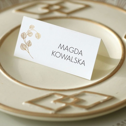 Winietki ślubne ze złotą gałązką