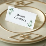 Winietki ślubne z motywem delikatnych liści