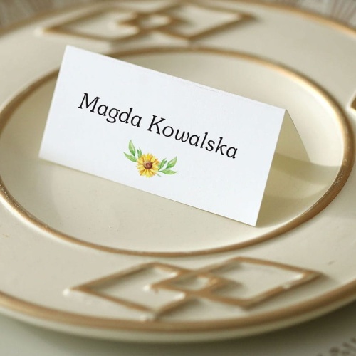 Winietki ślubne z motywem słoneczników
