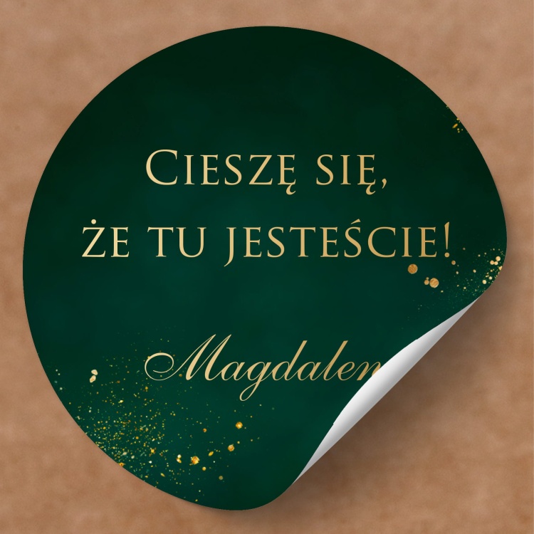 Złoto-szmaragdowe naklejki na urodziny