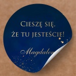 Granatowo-złote naklejki na urodziny