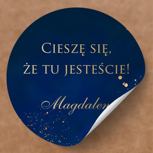 Granatowo-złote naklejki na urodziny