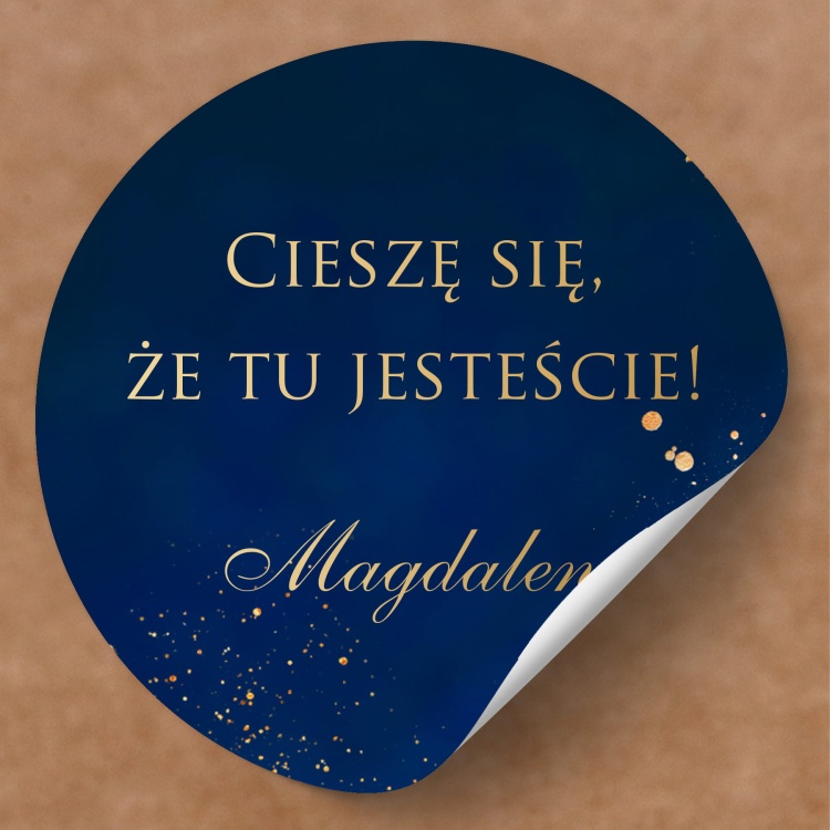 Granatowo-złote naklejki na urodziny