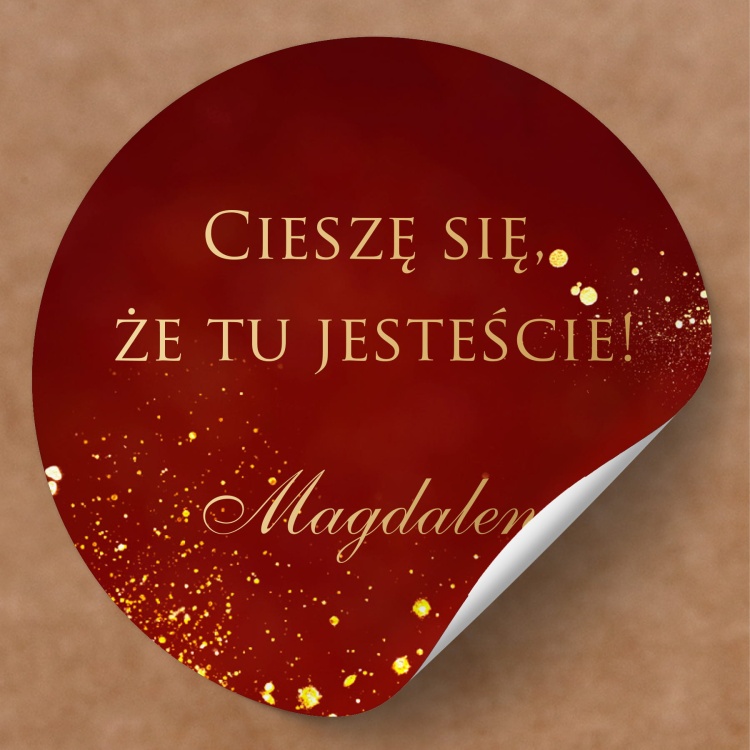 Bordowo-złote naklejki na urodziny