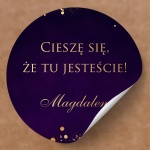 Fioletowo-złote naklejki na urodziny