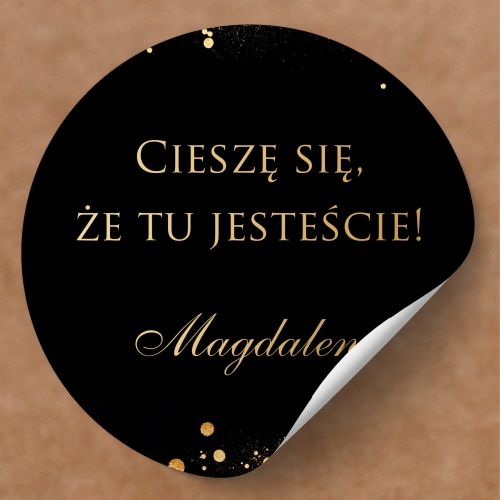 Czarno-złote winietki naklejki na urodziny