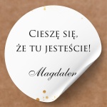 Biało-złote winietki naklejki na urodziny