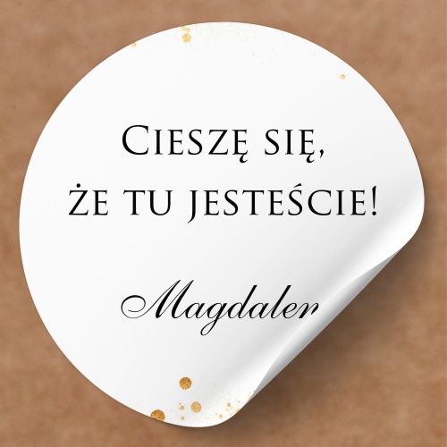 Biało-złote winietki naklejki na urodziny