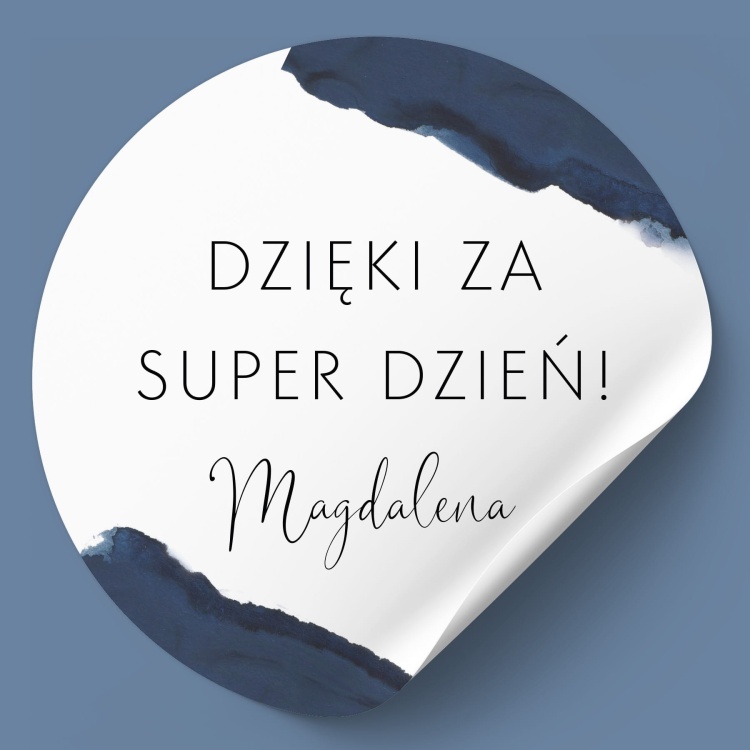 Granatowe winietki naklejki na urodziny