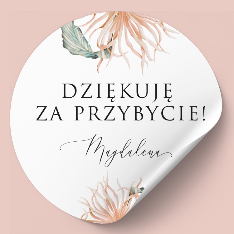 Winietki naklejki na urodziny z roślinnym motywem
