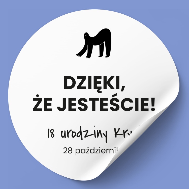 Winietki naklejki na urodziny z zabawnym stworkiem