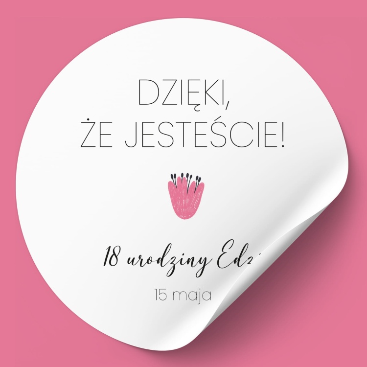 Naklejki na urodziny z różowym tulipanem