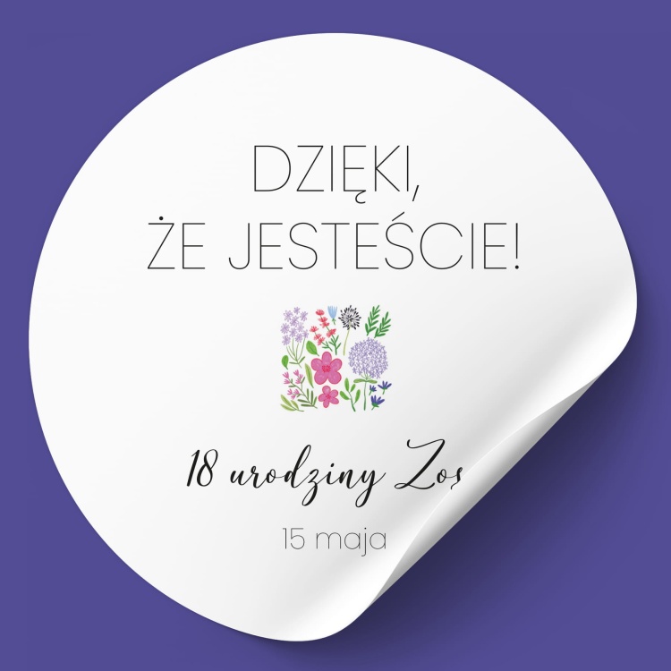 Naklejki na urodziny z polnymi kwiatami