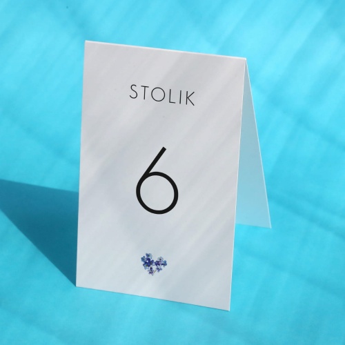 Numerki na stół urodzinowy z niezapominajką