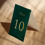 Złoto-szmaragdowe numerki na stół urodzinowy