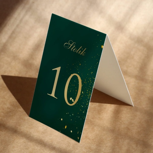 Złoto-szmaragdowe numerki na stół urodzinowy