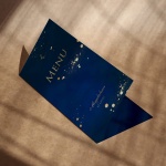 Karty menu na przyjęcie urodzinowe granatowo-złote