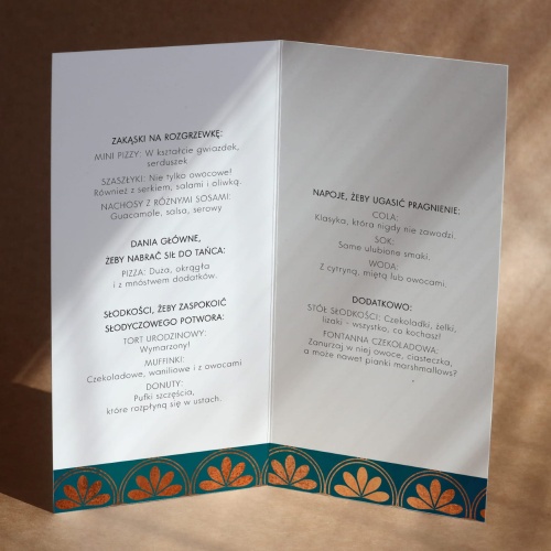 Karty menu na przyjęcie urodzinowe czarno-złote