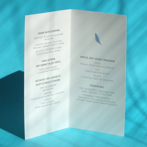 Karty menu na przyjęcie urodzinowe z uroczym kwiatuszkiem