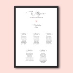 Plan stołu urodzinowego z różowym kwiatuszkiem