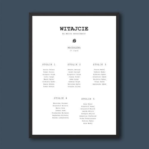 Plan stołu urodzinowego z kulą dyskotekową