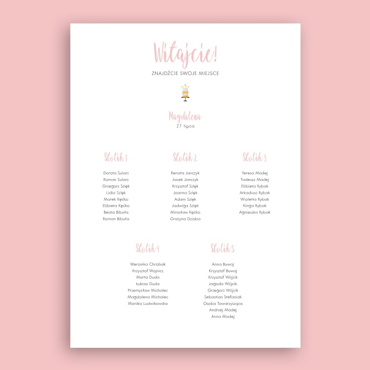 Plan stołu urodzinowego z tortem