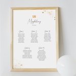 Plan stołu urodzinowego ze złotym brokatem