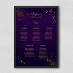 Plan stołu urodzinowego fioletowo-złoty