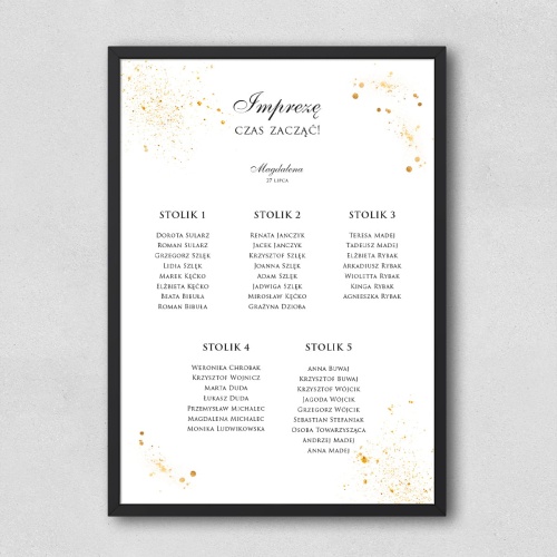 Plan stołu urodzinowego biało-złoty