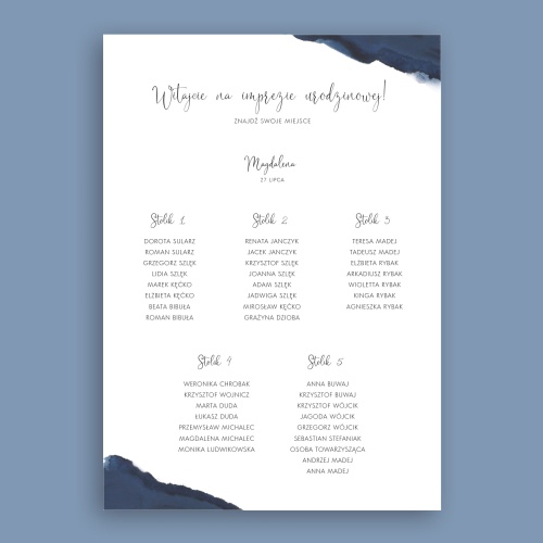 Plan stołu urodzinowego granatowy