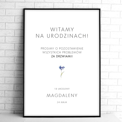 Tablice powitalne na przyjęcie urodzinowe z niezapominajką