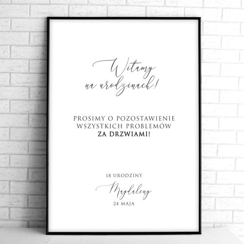 Tablice powitalne na przyjęcie urodzinowe minimalistyczne