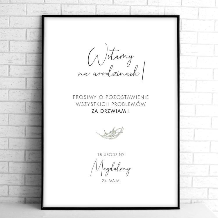 Tablice powitalne na przyjęcie urodzinowe z roślinnym motywem