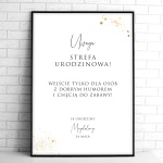 Tablice powitalne na przyjęcie urodzinowe ze złotym brokatem