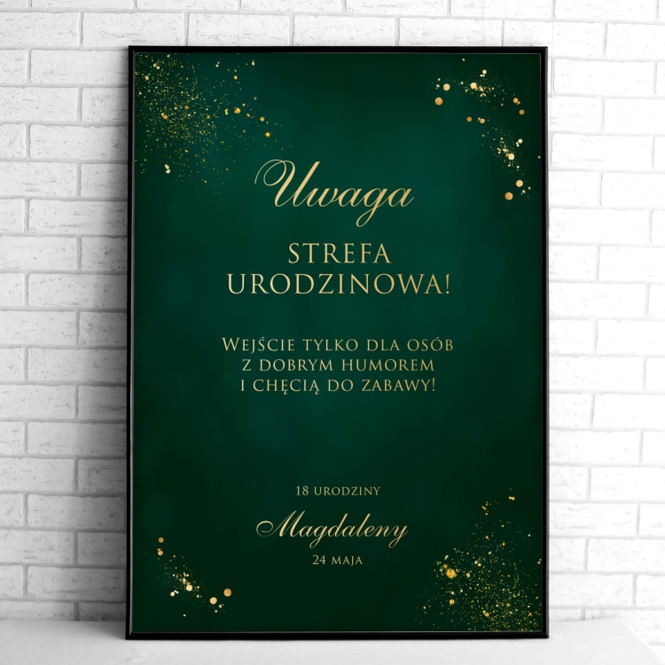 Tablice powitalne na przyjęcie urodzinowe złoto-szmaragdowe